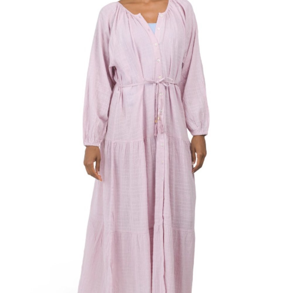 NWT L SPACE Lily Napali Long Sleeve Maxi Cover-up Dress Medium M